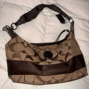 Coach Signature Stripe Hobo Shoulder Bag